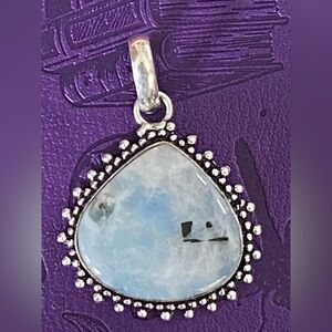 Handmade Blue Moonstone 925 Sterling Silver Necklace Pendant